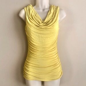 H&M Bright Yellow Sleeveless Ruched Top Size S